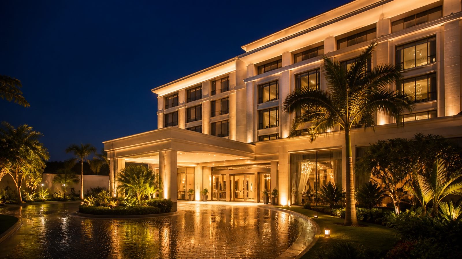 5-Star Hotel illuminated at night